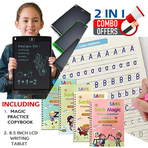 2 in 1 Combo Offer 8.5inch Lcd Tablet + 4pcs Reusable  Magic Books