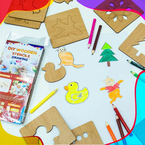 64 Pcs  KIds Wooden Drawing kit Best Gift For Learning