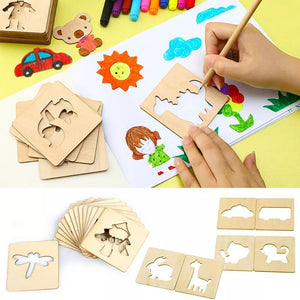 64 Pcs  KIds Wooden Drawing kit Best Gift For Learning